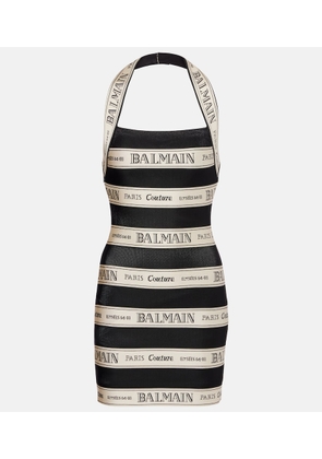 Balmain Striped halterneck jacquard minidress