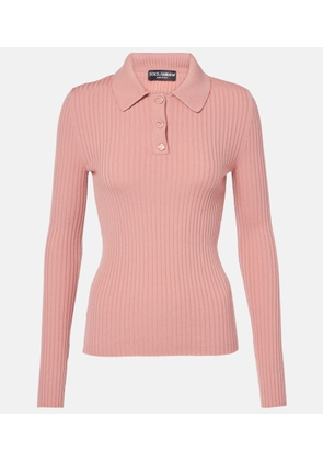 Dolce&Gabbana Ribbed-knit wool-blend polo sweater