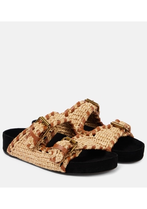 Isabel Marant Lennyo leather-trimmed raffia sandals
