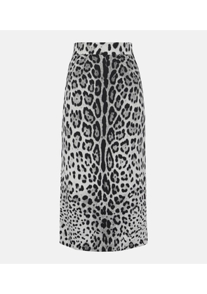 Dolce&Gabbana Leopard-print silk-blend pencil skirt
