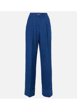 Valentino High-rise pleated wide-leg jeans