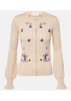 Valentino Embroidered virgin wool cardigan