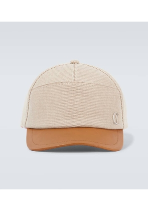 Christian Louboutin Leather-trimmed cotton baseball cap