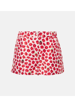 Versace Floral printed silk twill shorts