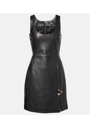 Versace Safety Pin leather minidress
