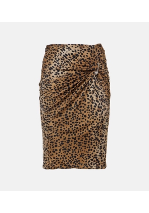 Versace Safety Pin gathered leopard-print pencil skirt