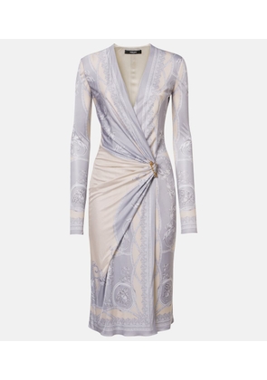 Versace Barocco gathered jersey midi dress