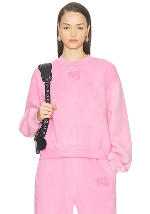 Alexander Wang Essential Terry Crew Sweatshirt in Washed Lotus - Pink. Size L (also in XS, S, M).
