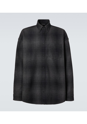 Balenciaga Checked wool-blend flannel shirt