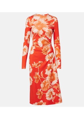 Erdem Floral draped ponte jersey midi dress