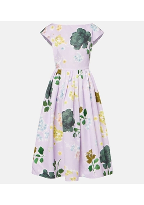 Erdem Floral cotton-blend faille midi dress