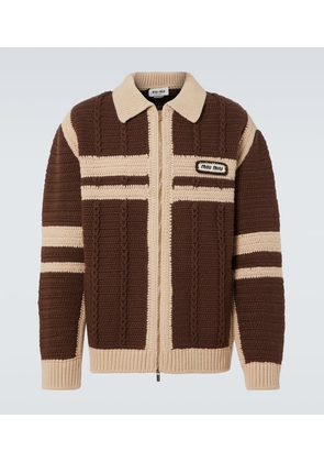 Miu Miu Cable-knit cashmere zip-up sweater