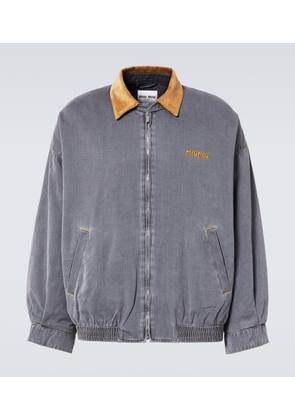 Miu Miu Velvet-trimmed cotton chambray blouson