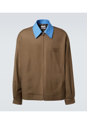 Miu Miu Logo virgin wool gabardine jacket