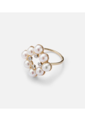 Mateo Cluster 14kt gold ring with pearls and diamonds