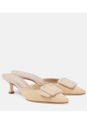 Manolo Blahnik Maysale 50 raffia mules