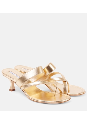 Manolo Blahnik Susa 50 metallic leather mules