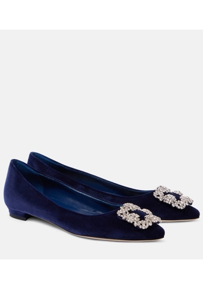 Manolo Blahnik Hangisi embellished velvet ballet flats