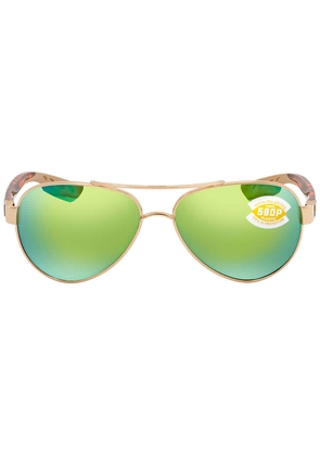 Costa Del Mar LORETO Green Mirror Polarized Polycarbonate Pilot Ladies Sunglasses LR 64 OGMP 56