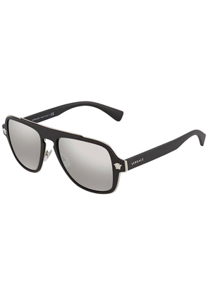 Versace LIght Grey Silver Mirror Navigator Unisex Sunglasses VE2199 10006G 56