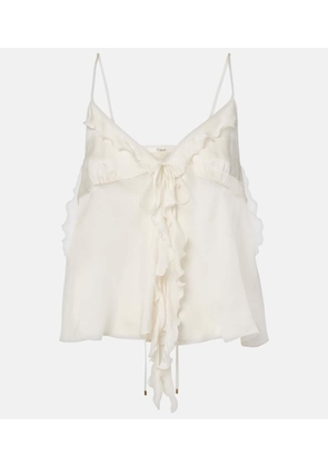 Chloe Ruffled silk charmeuse top
