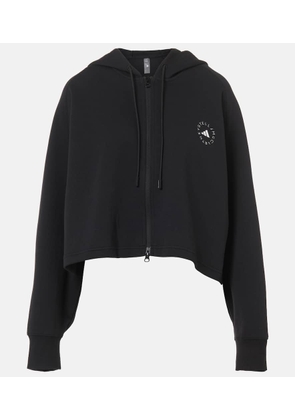 Adidas by Stella McCartney Cropped cotton-blend jersey zip-up hoodie