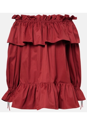 Saint Laurent Ruffled cotton twill minidress