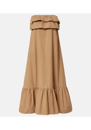 Saint Laurent Ruffled cotton serge maxi dress