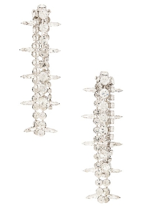 AREA Crystal Fringe Drop Earrings in Clear Crystal & Silver - Metallic Silver. Size all.