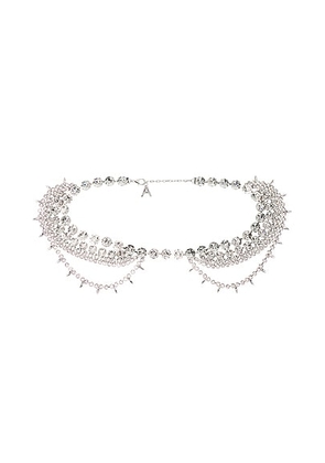 AREA Crystal Multi Layer Belt in Clear Crystal & Silver - Metallic Silver. Size all.