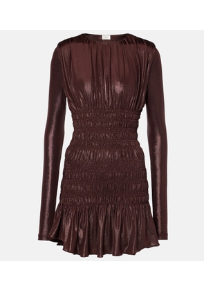 Saint Laurent Smocked lame jersey minidress