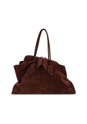The Attico La Passeggiata Brown Shoulder Bag With Two Top Handles In Leather Suede Woman