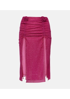 Oseree Lumiere Rose ruched midi skirt