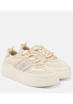 Ferragamo Suede-trimmed leather platform sneakers