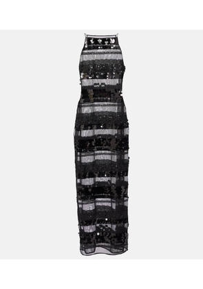 Oseree Sequined striped maxi dress