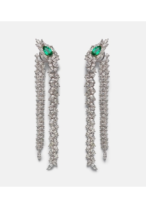 Yeprem Reign Supreme 18kt white gold earrings with diamonds and emeralds