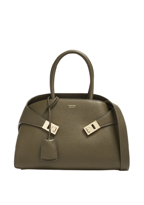 Ferragamo Gancini Signature Hug Leather Top Handle Bag