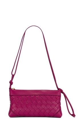 Bottega Veneta Andiamo Double Pouch in Cinnabar & Gold - Fuchsia. Size all.