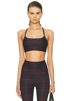 Beyond Yoga SoftMark Slim Racerback Bra in Dark Cherry Prep Plaid - Wine. Size XS (also in ).