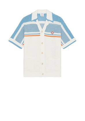 Casablanca Faux Crochet Shirt in Blue Multi - White,Baby Blue. Size M (also in ).