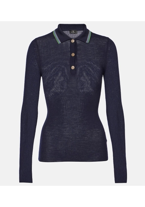 Etro Printed wool and cotton polo sweater