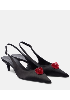 Magda Butrym 45 floral-applique satin slingback pumps