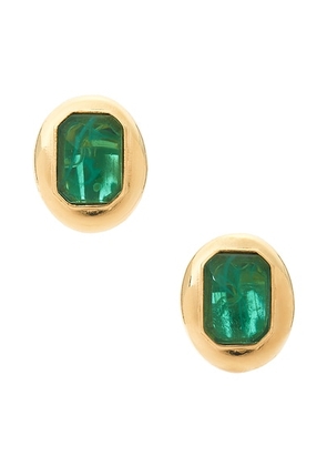 Ben-amun Rectangle Stud Earrings in Gold & Green - Metallic Gold. Size all.