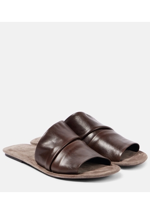 Brunello Cucinelli Ruched leather slides
