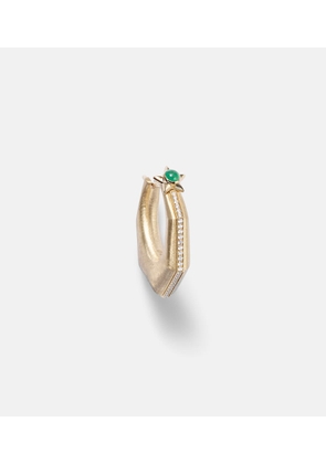 Marie Lichtenberg Baba Large 18kt gold single earring with diamonds and emerald