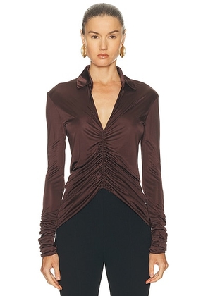 Atlein Front Ruched Shirt in Ebene - Chocolate. Size 34 (also in ).