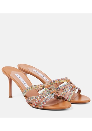Aquazzura Playita 75 leather-trimmed sandals