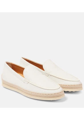 Tod's Raffia-trimmed leather loafers