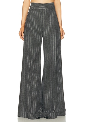 Carolina Herrera Wide Leg Pinstripe Diane Pant in Charcoal Grey Melange - Grey. Size 2 (also in ).