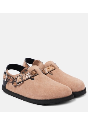 Birkenstock 1774 Tokio snake-effect suede clogs